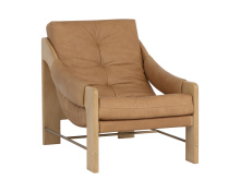 Sunpan 112003 - Rafferty Lounge Chair - Rustic Oak - Ludlow Sesame Leather